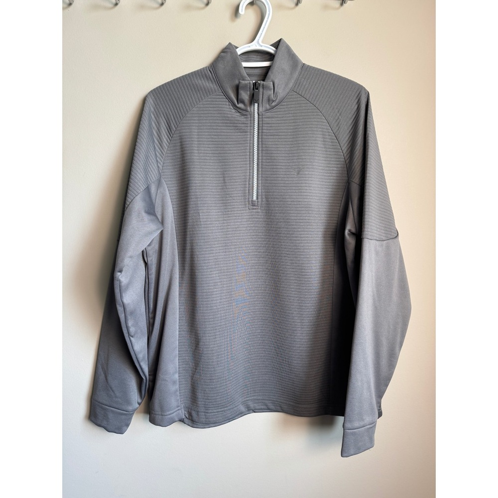 Callaway Mens Gray Ribbed Quarter Zip Pullover Size S Golf Athleisure Activewear